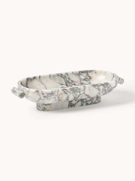 Декоративна мармурова таця на ніжках Fossil 46 см 134047 фото