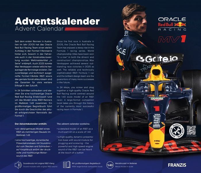 Адвент-календар Oracle Red Bull Racing F1 RB21 &mdash; модель боліда для складання, масштаб 1:43 RB21 фото