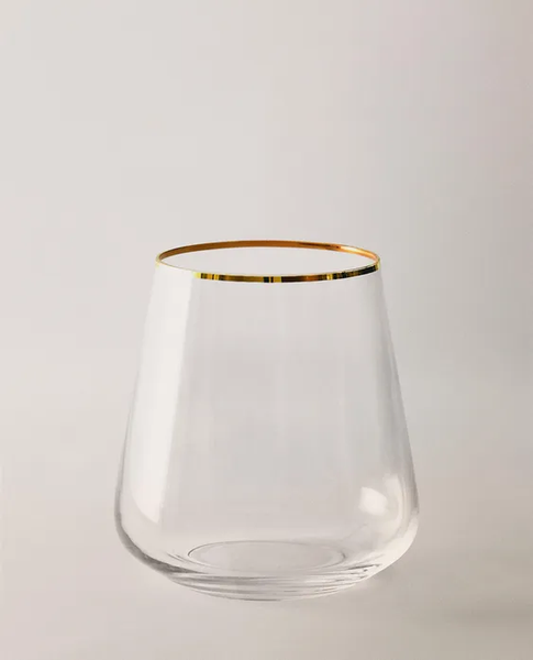 Склянка зі скла Bohemia Crystal із золотистим обідком 9261401 фото